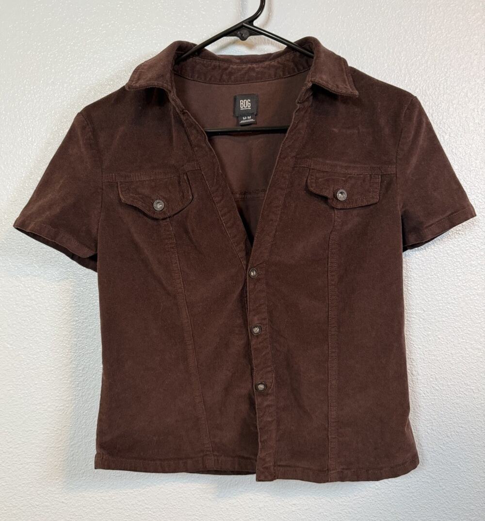 BDG Urban Outfitters Brown Corduroy Shirt Medium Snap Front Western Y2K 90s